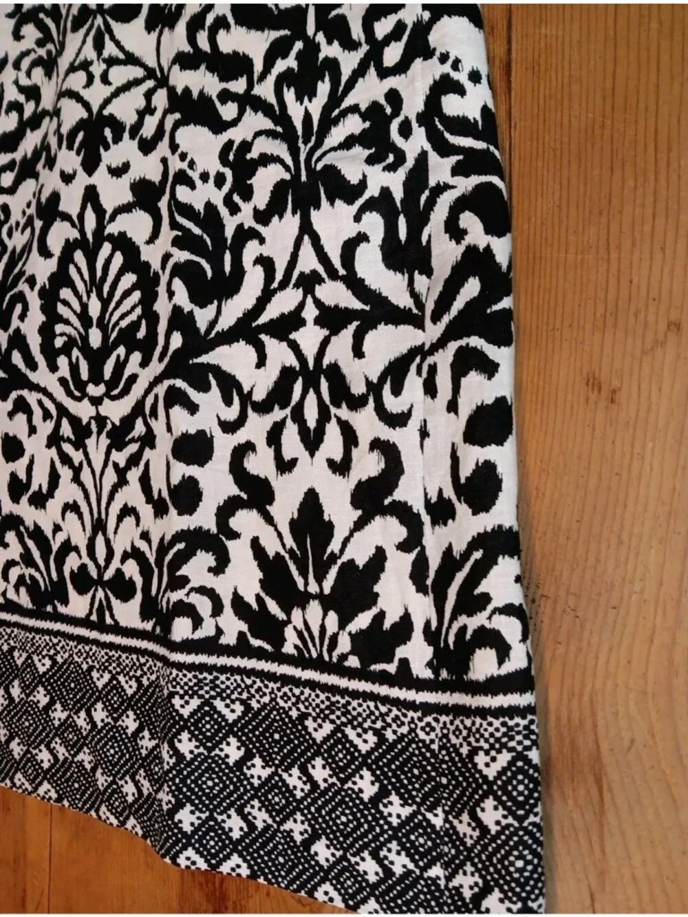 Tyler Boe 100% Linen Shift Dress Womens L Black Damask Boho Print Sleeveless NWT - Picture 3 of 10